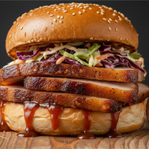 Smokey Pulled Pork Belly Burger